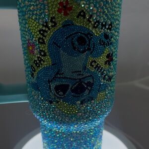 Blue Rhinestone Art Tumbler